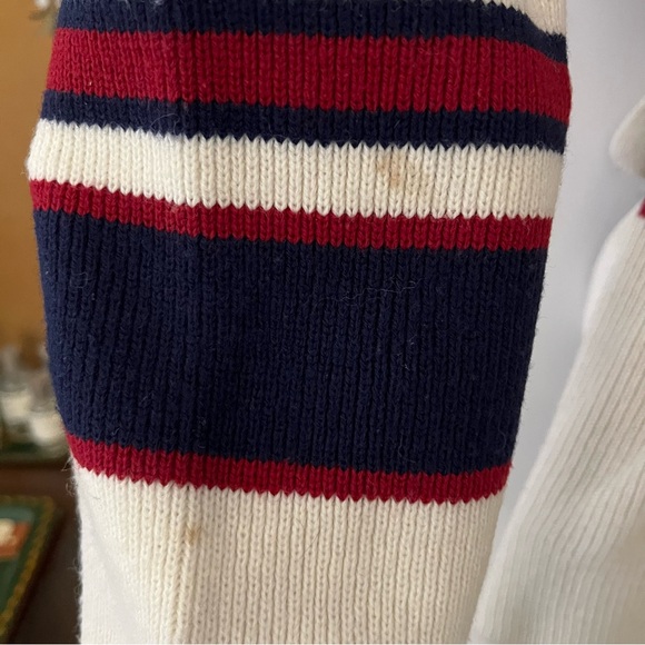 Vintage 1970s Shawl Collar Striped Belted Cowichan Wrap Sweater Cardigan - Picture 7 of 12